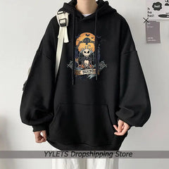 Nightmare Before Christmas Print Pullover Men Women Creativity Loose Hoodie Casual Loose Sweatshirt Harajuku Fleece Female Hoody