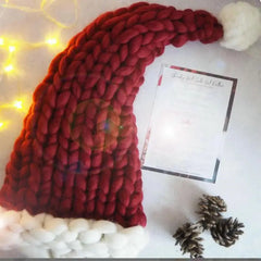 Christmas Hats Women Children Winter Soft Woolen Knitted With Ball Santa Claus Caps Family Kids Adult New Year Gift Hat