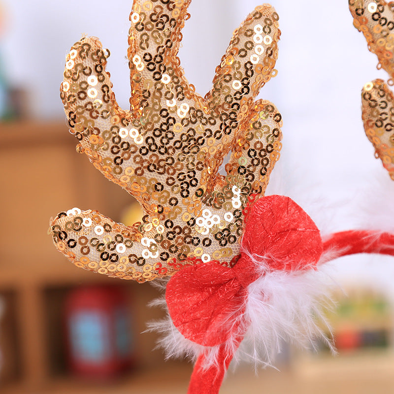 Christmas Large Antler Sequin Ornament Headband