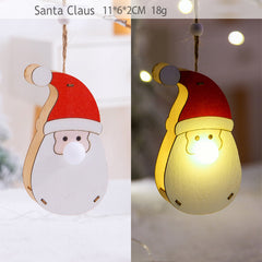 LED Light Wooden Hanging Pendants Christmas Decorations