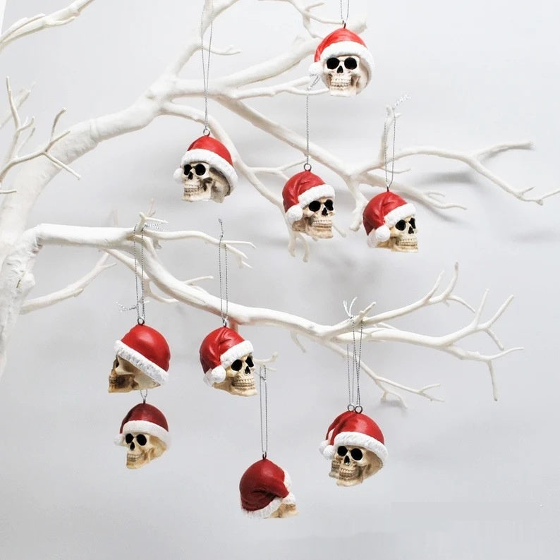 Christmas Hat Skull Pendant Ornament