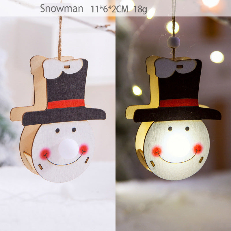 LED Light Wooden Hanging Pendants Christmas Decorations