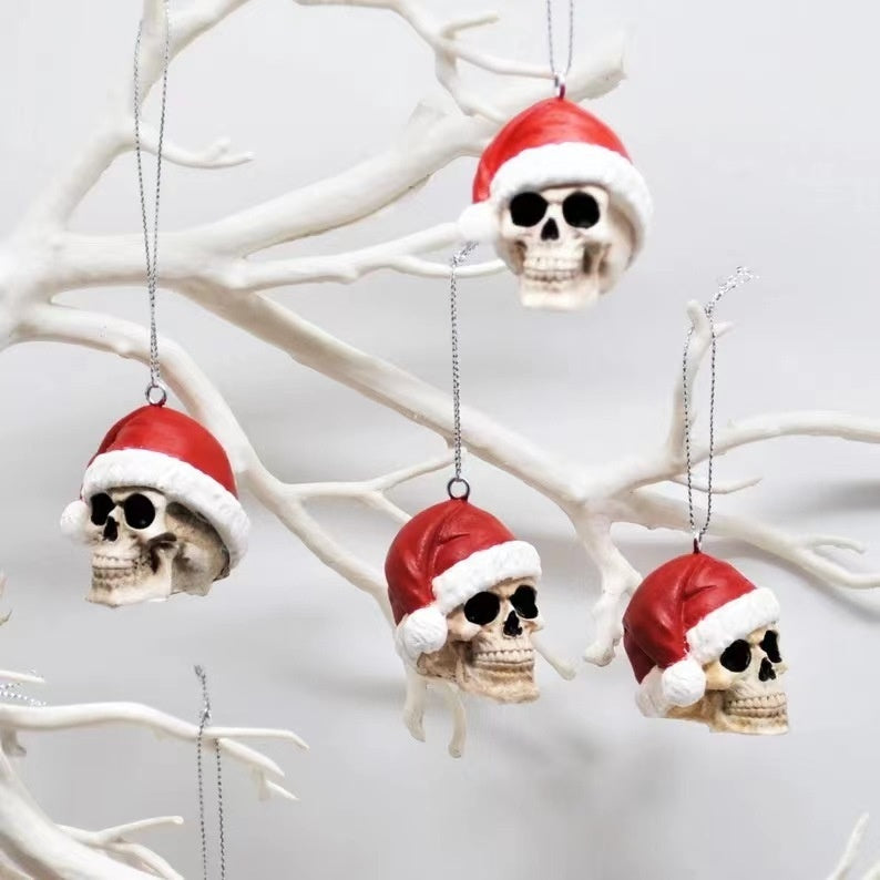 Christmas Hat Skull Pendant Ornament