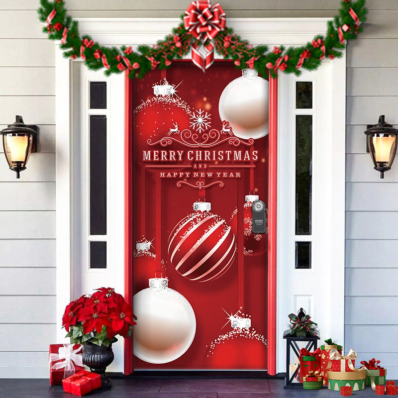 Christmas Forest Background Fabric Door Shelter Door Hanging New Year Party Decoration