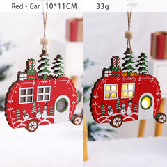 LED Light Wooden Hanging Pendants Christmas Decorations