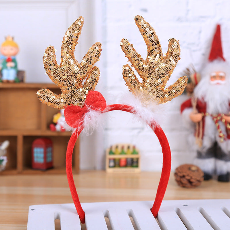 Christmas Large Antler Sequin Ornament Headband