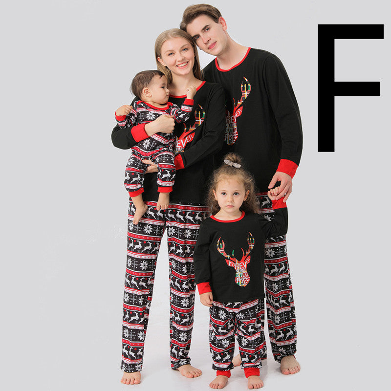 Christmas Family Pajamas Set Clothes For Mom Dad And Son Cartoon Print