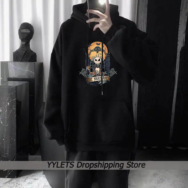 Nightmare Before Christmas Print Pullover Men Women Creativity Loose Hoodie Casual Loose Sweatshirt Harajuku Fleece Female Hoody