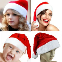 Soft Plush Christmas Hat Party For Baby Adult Santa Hats Red Decoration New Year Decoration Kids Gift Holiday Party Supplies Lot