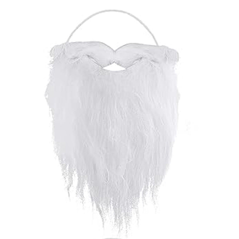 Santa Claus Handlebar Mustache White Fake Beard