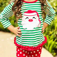 AL Limited Girls Christmas Holiday Santa Tunic Polka dot Pants Party