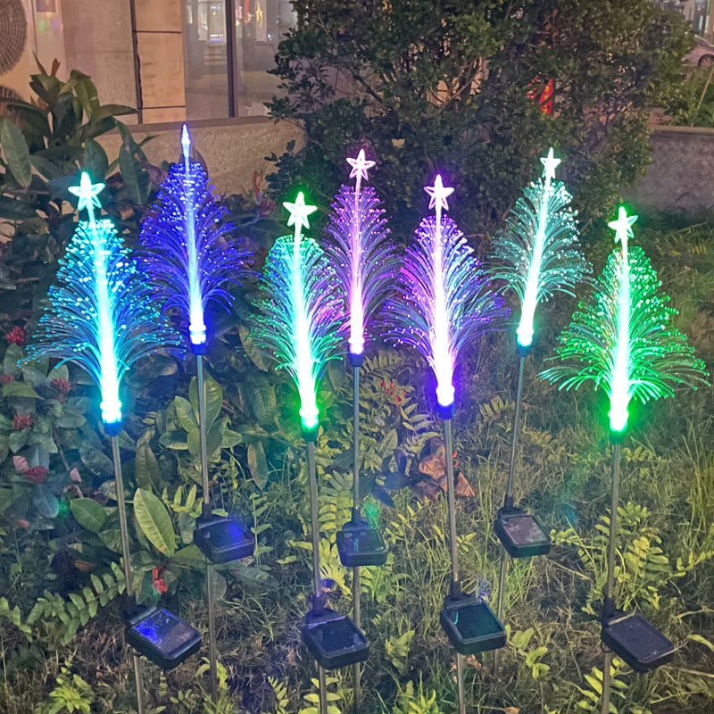 Solar Fiber Optic Pentagram Christmas Light Outdoor