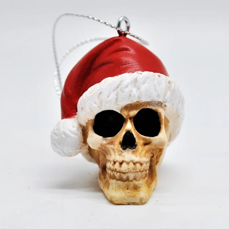 Christmas Hat Skull Pendant Ornament