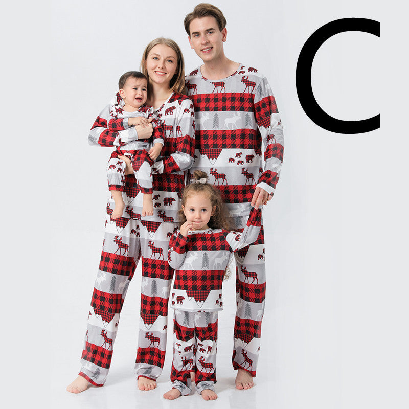 Christmas Family Pajamas Set Clothes For Mom Dad And Son Cartoon Print